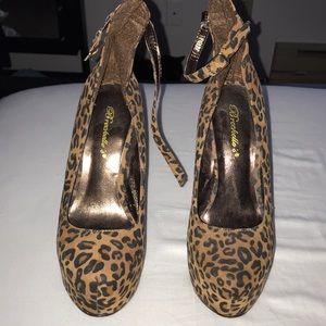 Leopard print platform heels